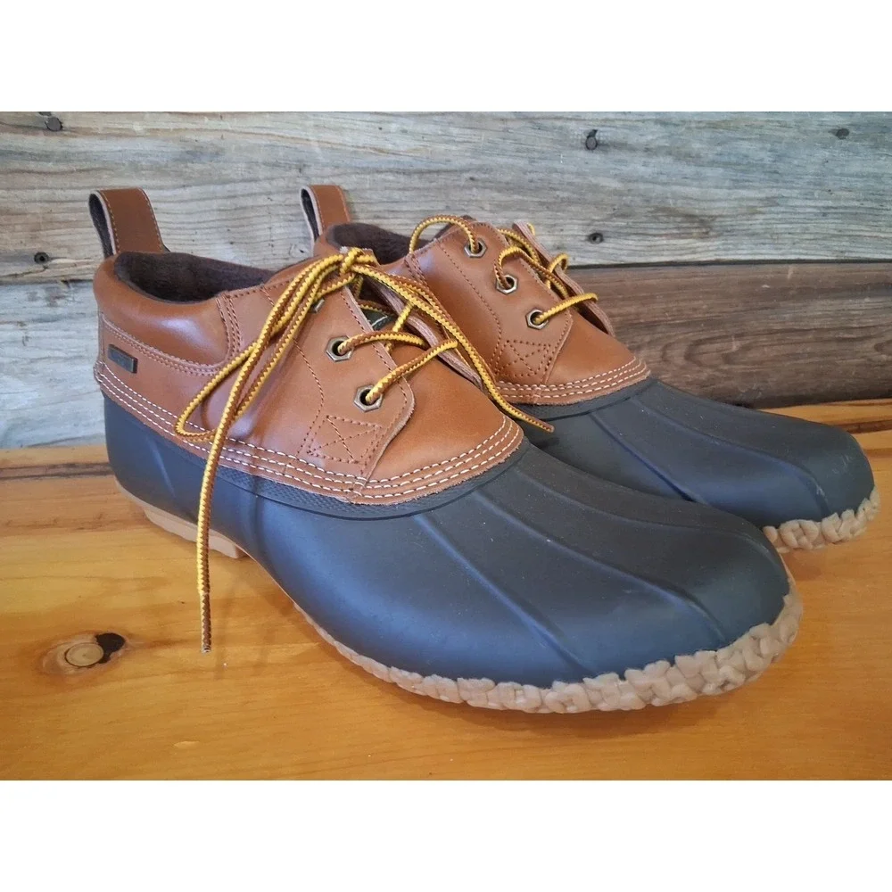 G. H. Bass Huey Men's Leather Rubber Duck Boots Rain Boot Ankle Waterproof 12M